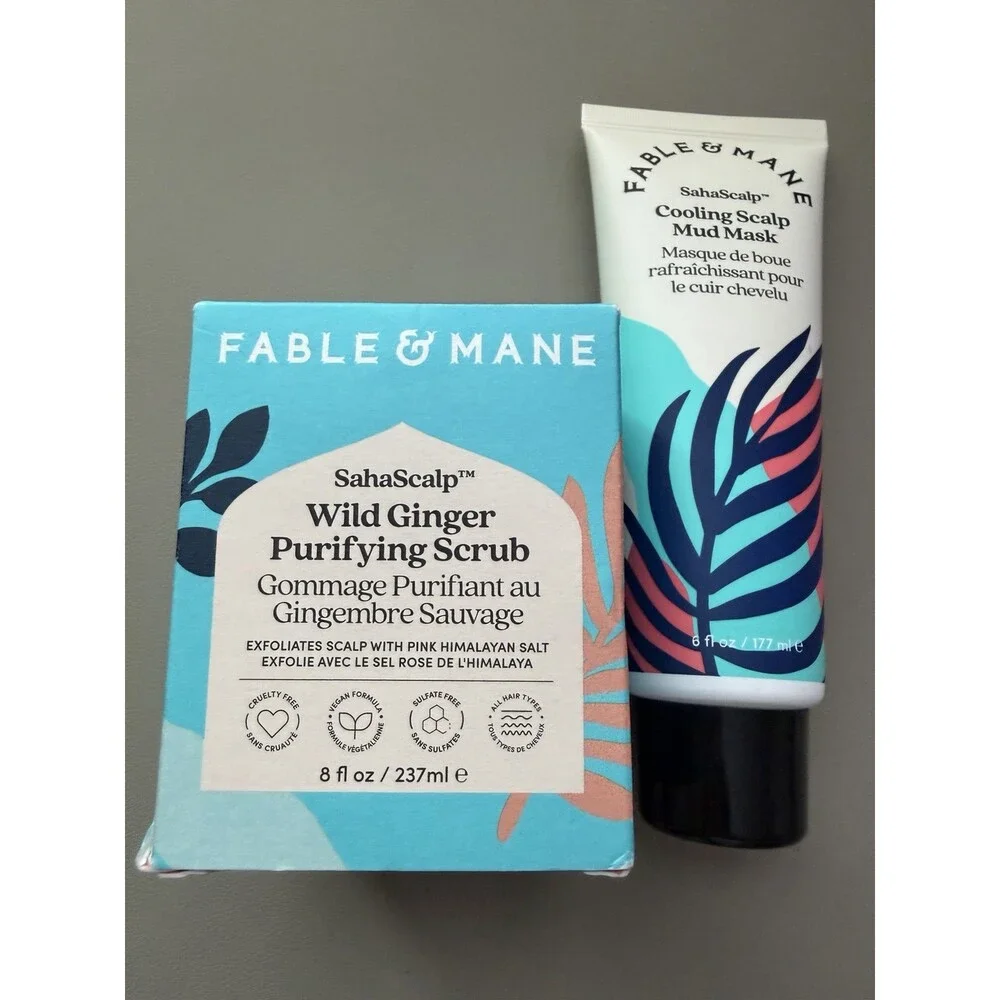Fable & Mane SahaScalp Wild Ginger Scrub 8 fl oz + Cooling Scalp Mud Mask 6